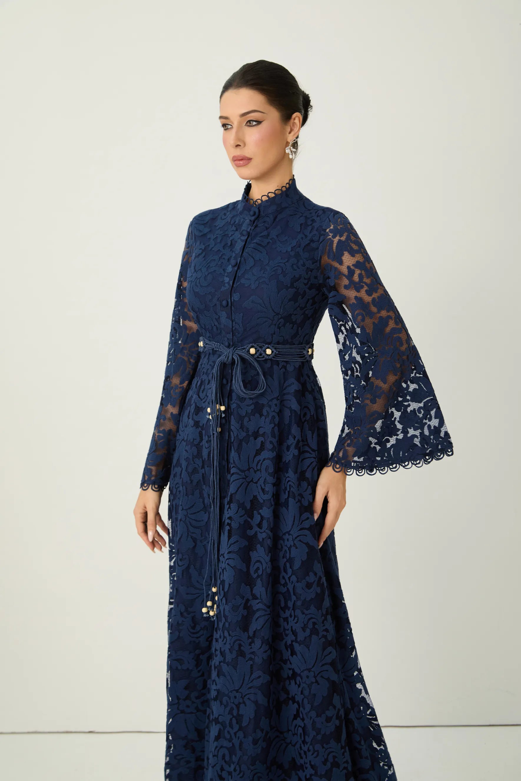 Blue Sheer Lace Maxi