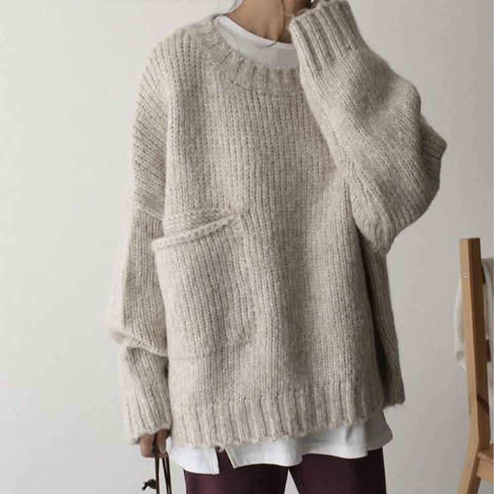 Sophie™ - Oversized Ivory Pocket Front Jumper
