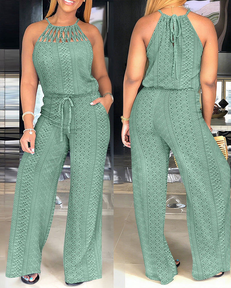 “Jacquara Luxe Halter Wide-Leg Jumpsuit”